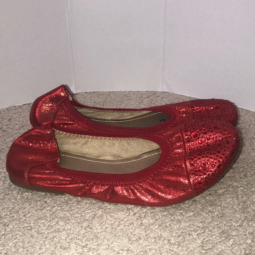Dream Pairs Red Girls' Sparkle Ballet Flats - Picture 3 of 7